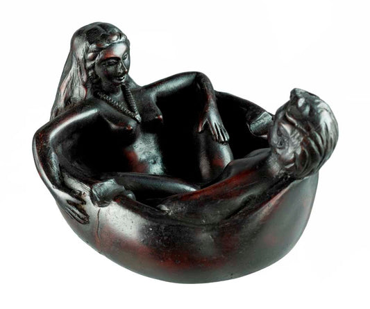 Cendrier Couple Nu En Résine Noire – Objet Décoratif Original Et Insolite