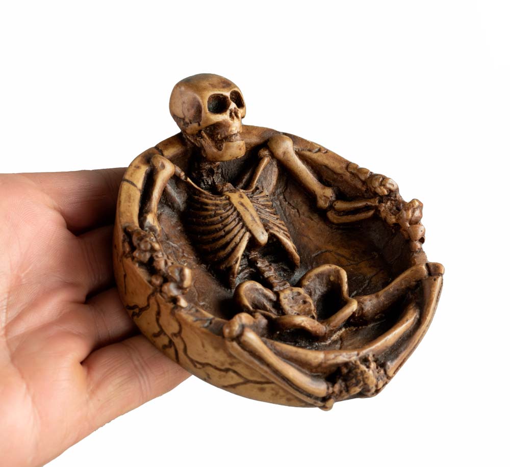 Cendrier Tête De Mort Squelette En Résine – Décoration Gothique Artisanale Du Népal