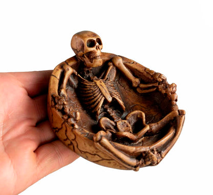Cendrier Tête De Mort Squelette En Résine – Décoration Gothique Artisanale Du Népal