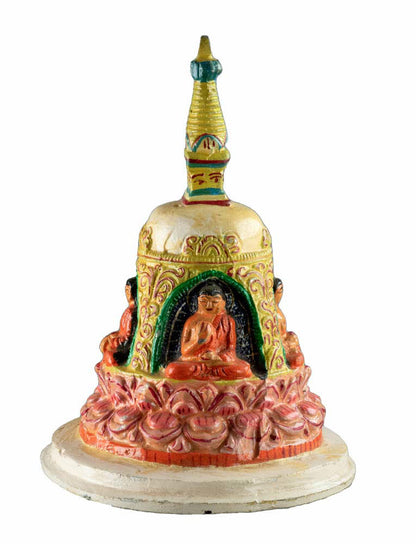 Stupa Tibétain En Métal Aspect Vieilli – Chörten Bouddhiste Pour Autel Et Méditation