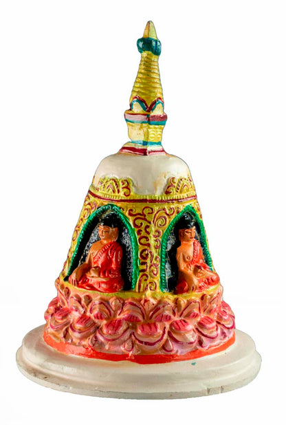 Stupa Tibétain En Métal Peint – Chörten Bouddhiste Pour Autel Et Méditation
