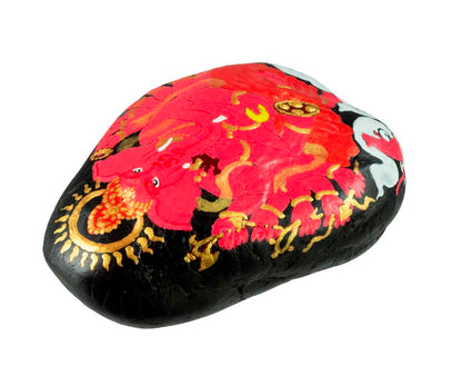 Galet Peint Ganesh 8,8 cm – Décoration Hindouiste Artisanale en Pierre