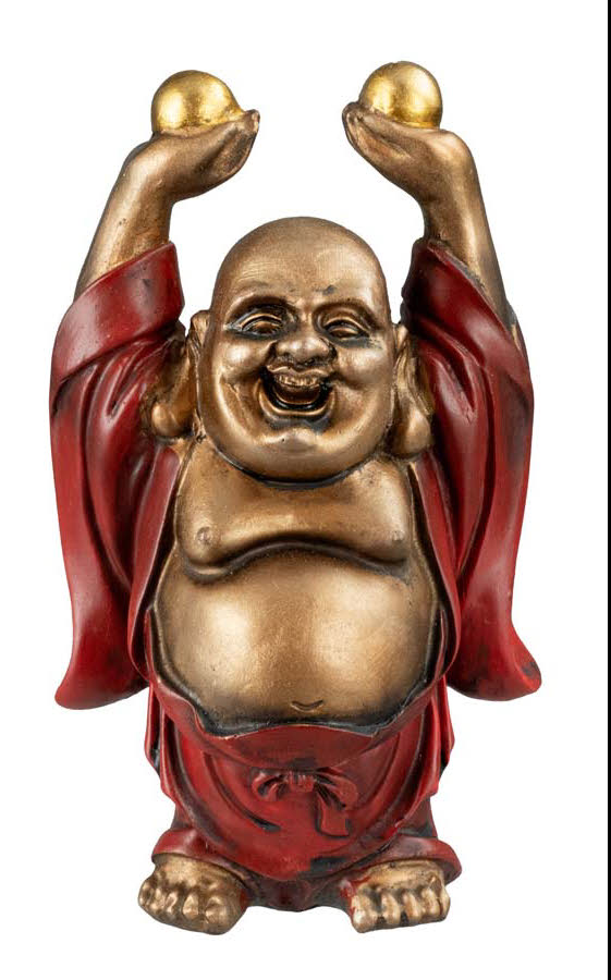 Statue Bouddha Rieur avec Dragon 10,1 cm – Figurine Feng Shui en Résine