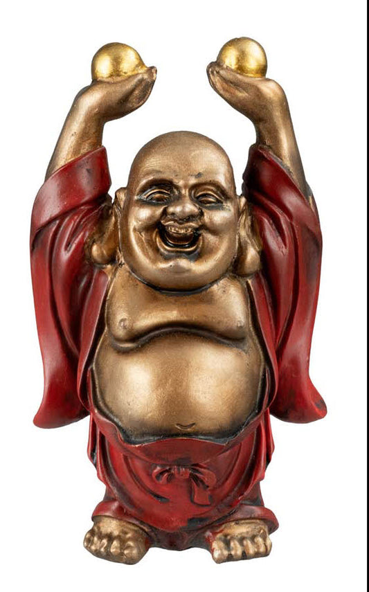 Statue Bouddha Rieur avec Dragon 10,1 cm – Figurine Feng Shui en Résine