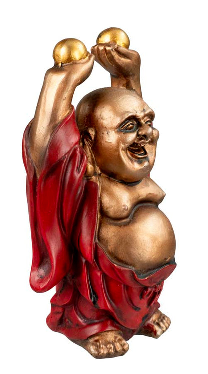 Statue Bouddha Rieur avec Dragon 10,1 cm – Figurine Feng Shui en Résine
