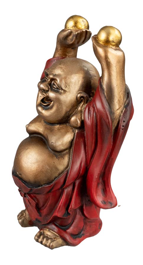 Statue Bouddha Rieur avec Dragon 10,1 cm – Figurine Feng Shui en Résine