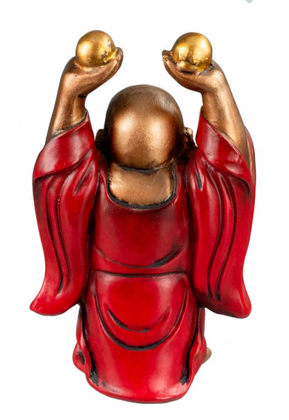 Statue Bouddha Rieur avec Dragon 10,1 cm – Figurine Feng Shui en Résine