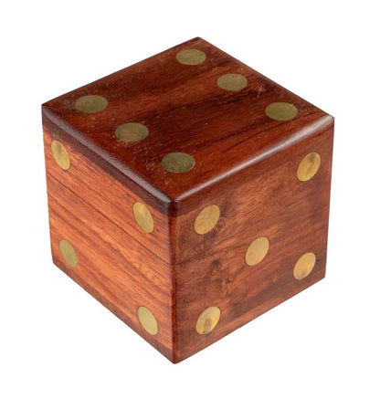 Coffret Yam's en Bois et Laiton – Jeu de Dés Artisanal 6 cm