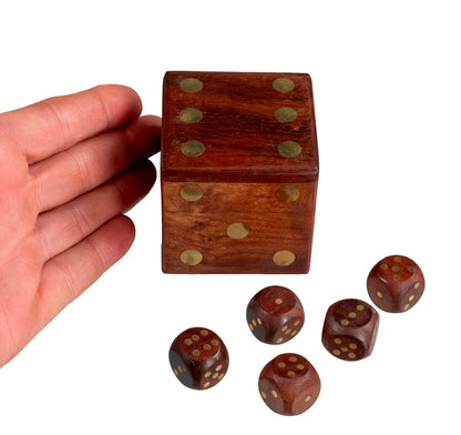 Coffret Yam's en Bois et Laiton – Jeu de Dés Artisanal 6 cm