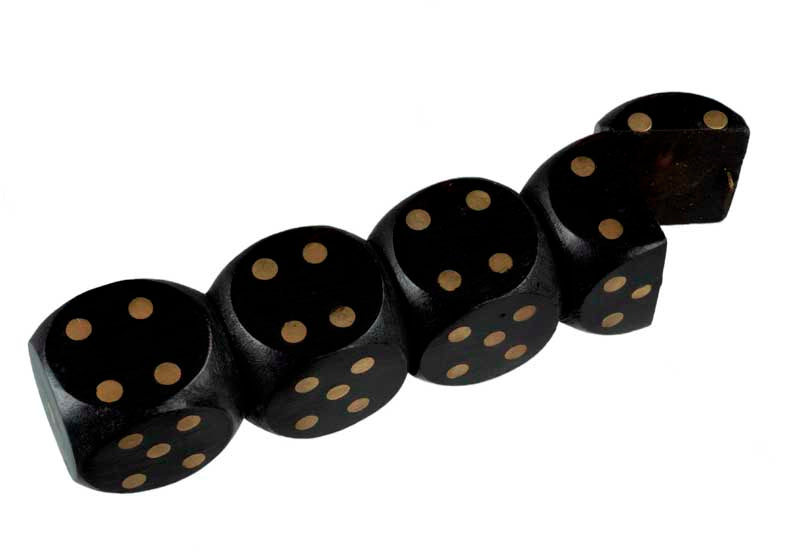 Coffret Yam's En Bois Noir Avec 5 Dés En Bois Et Laiton – Jeu De Dés Artisanal
