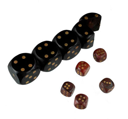 Coffret Yam's En Bois Noir Avec 5 Dés En Bois Et Laiton – Jeu De Dés Artisanal