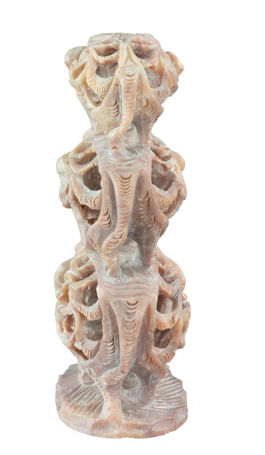 Statuette 3 Éléphants En Saponite – Sculpture Artisanale Indienne