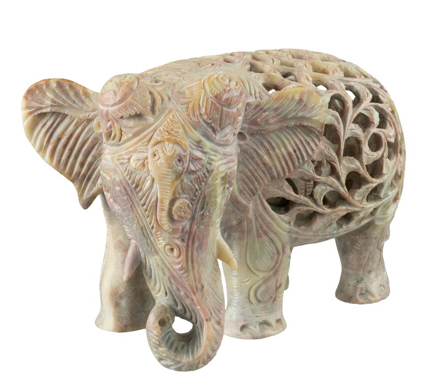 Statue Éléphant En Stéatite – Statuette Indienne Artisanale