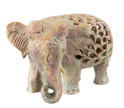Statue Éléphant En Stéatite – Statuette Indienne Artisanale