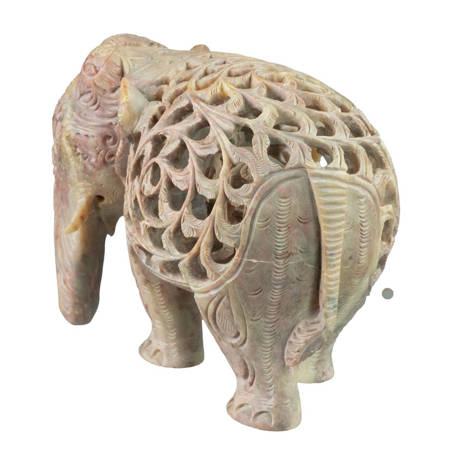 Statue Éléphant En Stéatite – Statuette Indienne Artisanale