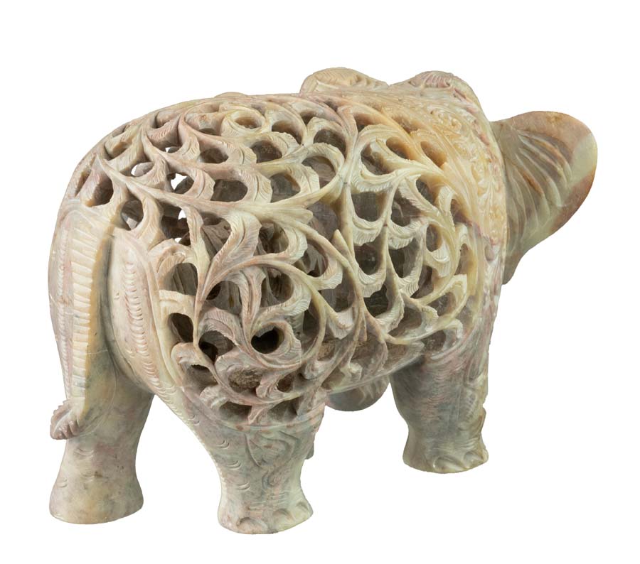 Statue Éléphant En Stéatite – Statuette Indienne Artisanale