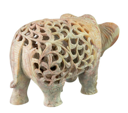 Statue Éléphant En Stéatite – Statuette Indienne Artisanale