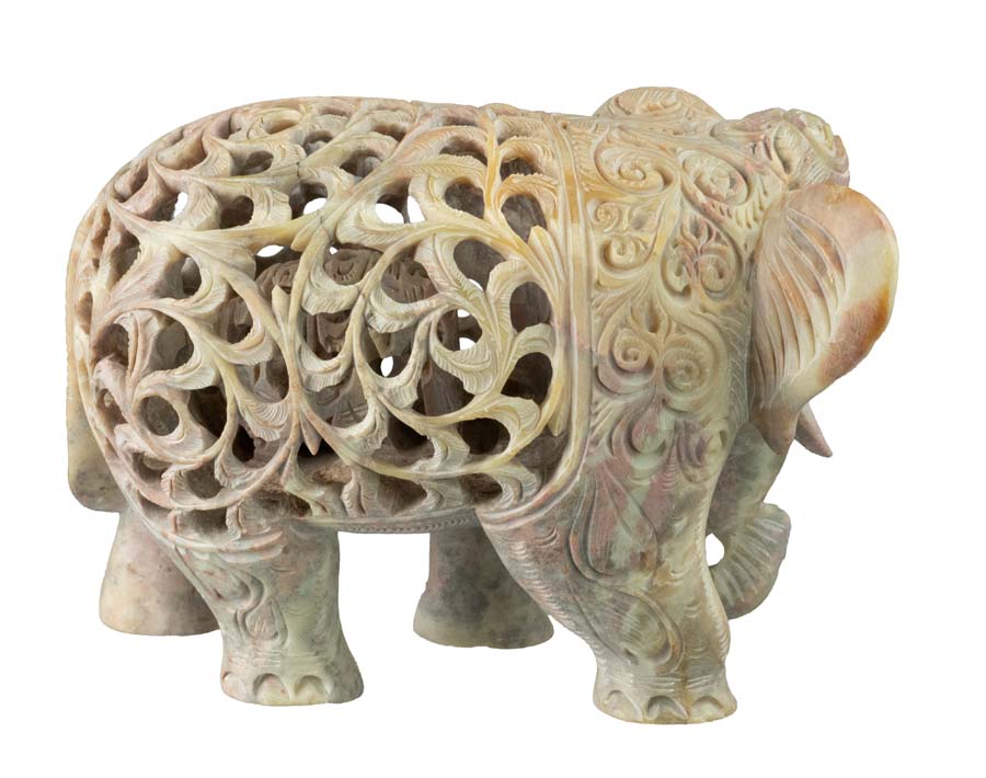 Statue Éléphant En Stéatite – Statuette Indienne Artisanale