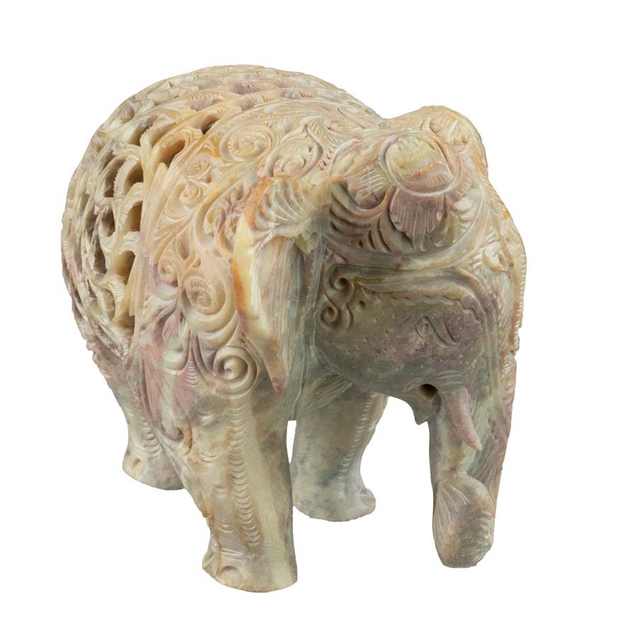 Statue Éléphant En Stéatite – Statuette Indienne Artisanale