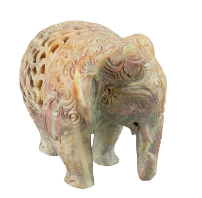 Statue Éléphant En Stéatite – Statuette Indienne Artisanale