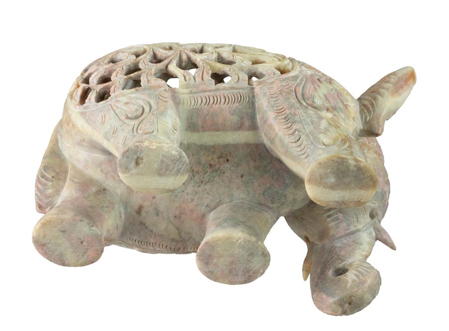 Statue Éléphant En Stéatite – Statuette Indienne Artisanale