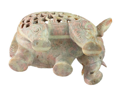 Statue Éléphant En Stéatite – Statuette Indienne Artisanale