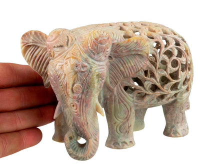 Statue Éléphant En Stéatite – Statuette Indienne Artisanale