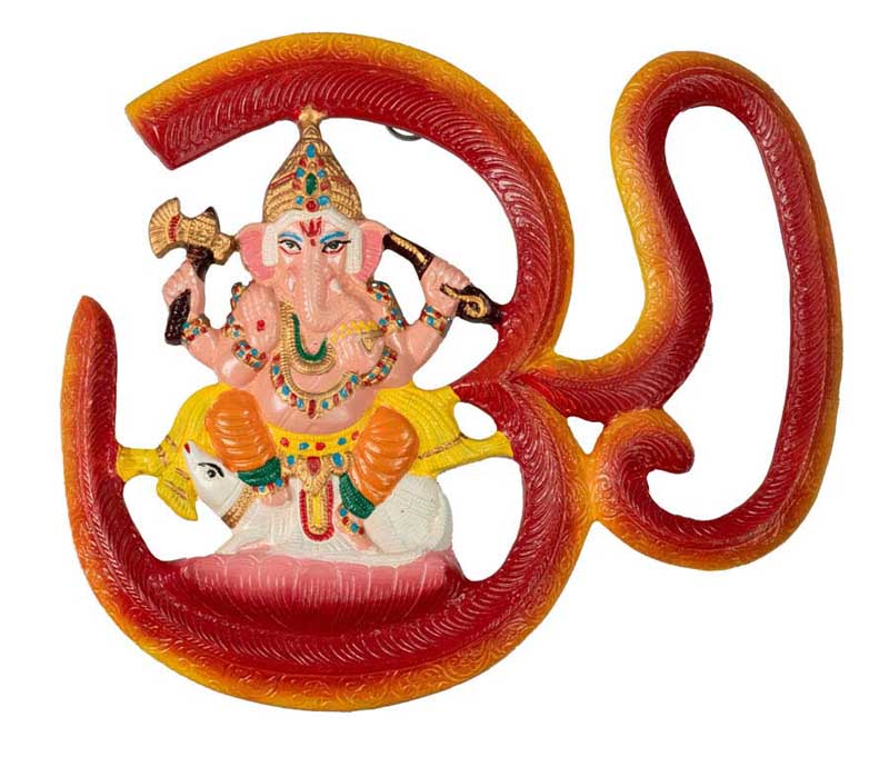 Décoration Murale Om avec Ganesh en Aluminium – Symbole Spirituel Hindou