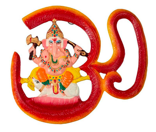 Décoration Murale Om avec Ganesh en Aluminium – Symbole Spirituel Hindou