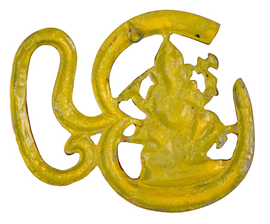 Décoration Murale Om avec Ganesh en Aluminium – Symbole Spirituel Hindou