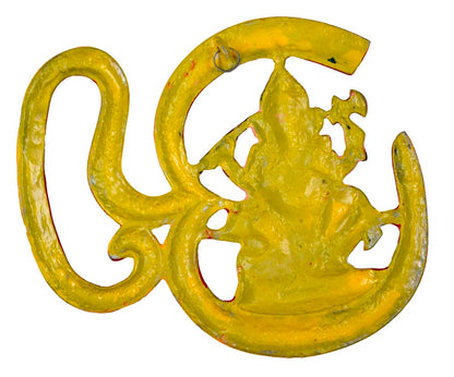 Décoration Murale Om avec Ganesh en Aluminium – Symbole Spirituel Hindou