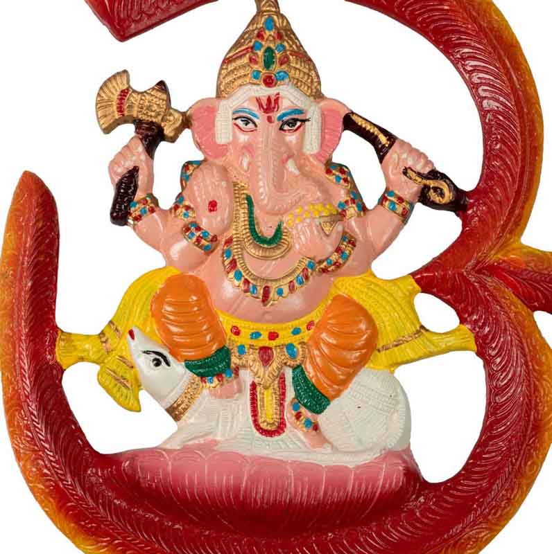 Décoration Murale Om avec Ganesh en Aluminium – Symbole Spirituel Hindou