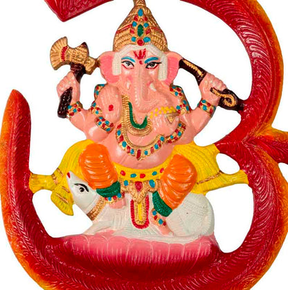 Décoration Murale Om avec Ganesh en Aluminium – Symbole Spirituel Hindou