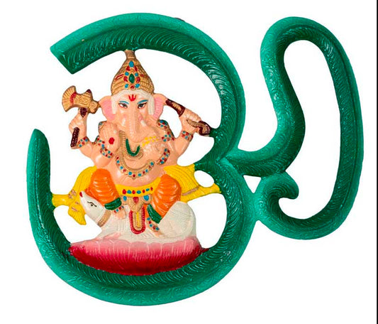 Décoration Murale Om avec Ganesh en Aluminium – Symbole Spirituel Hindou