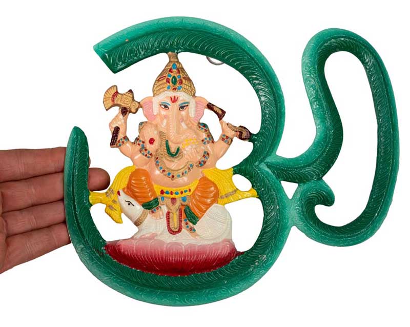 Décoration Murale Om avec Ganesh en Aluminium – Symbole Spirituel Hindou
