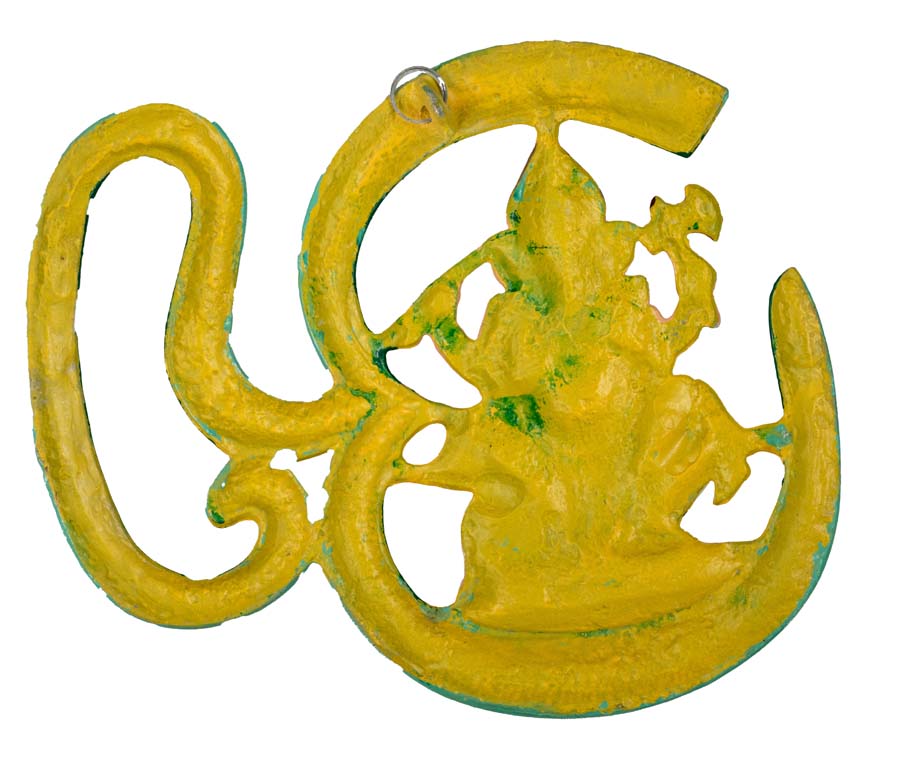 Décoration Murale Om avec Ganesh en Aluminium – Symbole Spirituel Hindou