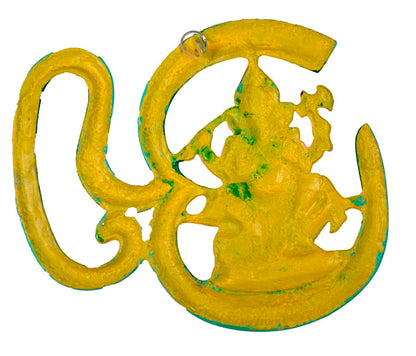Décoration Murale Om avec Ganesh en Aluminium – Symbole Spirituel Hindou