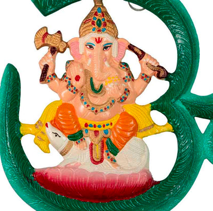 Décoration Murale Om avec Ganesh en Aluminium – Symbole Spirituel Hindou