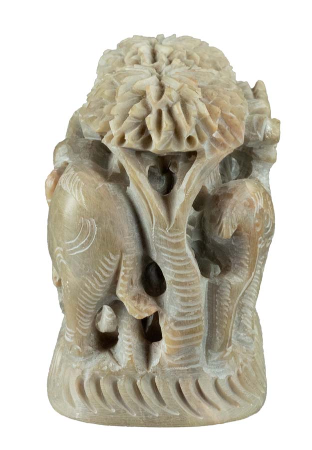 Statue Éléphant Et Cerf Bi-Face En Stéatite – Artisanat Indien
