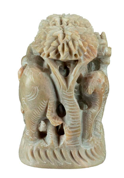Statue Éléphant Et Cerf Bi-Face En Stéatite – Artisanat Indien