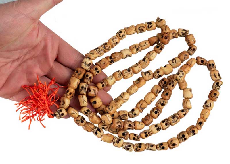 Mala Tibétain Tête De Mort En Os De Yak – Chapelet Bouddhiste 108 Perles