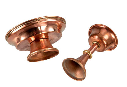 Serkyem tibétain en cuivre – Coupe et vase d'offrandes bouddhistes Tsok