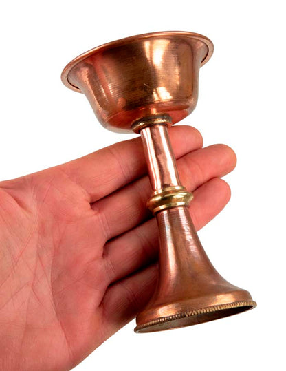 Serkyem tibétain en cuivre – Coupe et vase d'offrandes bouddhistes Tsok