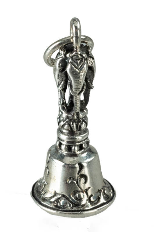 Pendentif Bouddhiste Cloche et Double Dorje Vajra en Argent 925