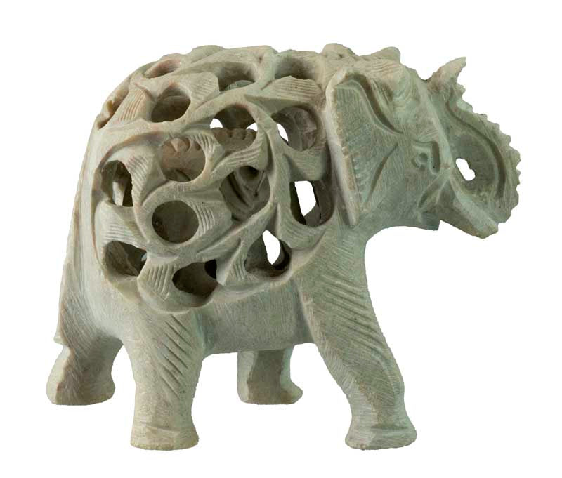 Statuette Éléphant en Pierre Stéatite – Artisanat Indien