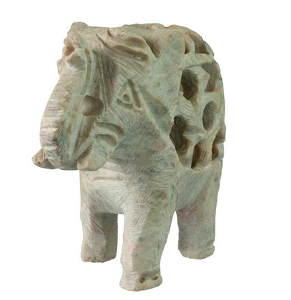 Statuette Éléphant Indien en Pierre – Trompe en l’Air