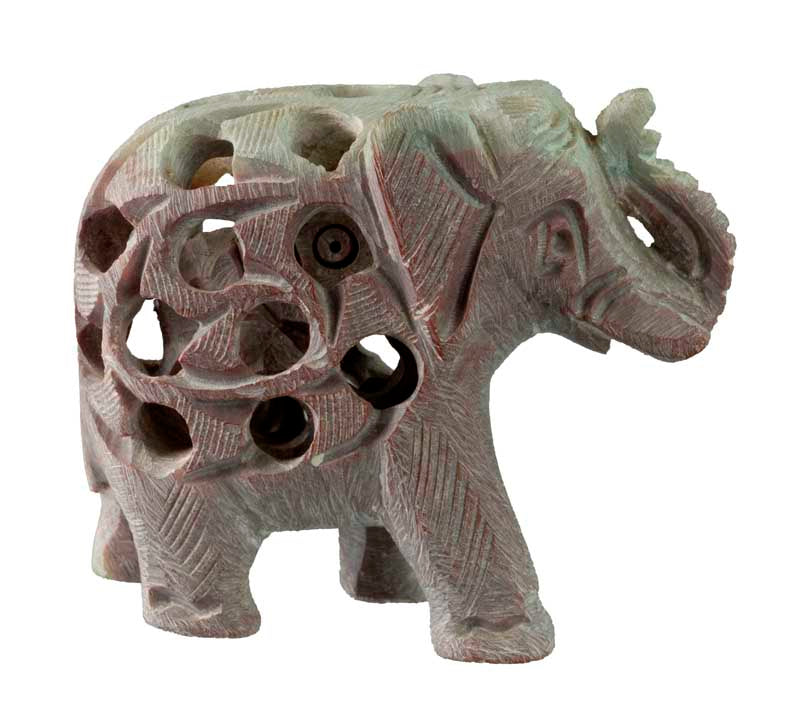 Statuette Éléphant Indien en Pierre – Trompe en l’Air
