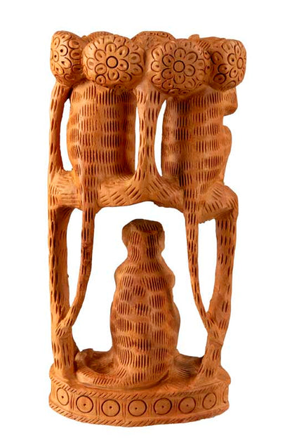 Statue 3 Singes de la Sagesse en Bois – Sculpture Artisanale Indienne