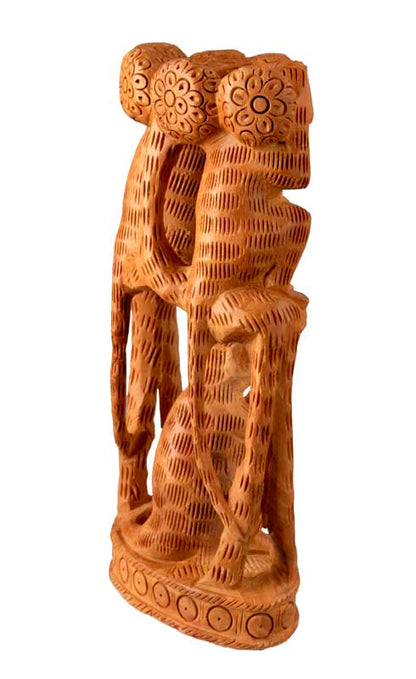 Statue 3 Singes de la Sagesse en Bois – Sculpture Artisanale Indienne