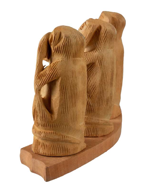 3 Singes De La Sagesse – Statue En Bois De Kadam
